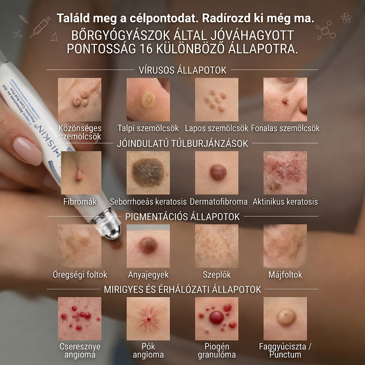 💙𝐇𝐈𝐒𝐊𝐈𝐍®👩‍⚕️ Címke és Folt Eltávolító 7 Nap – Fájdalommentes, Hegmentes Fejlett Bőrhibák Eltávolító Golyós Toll